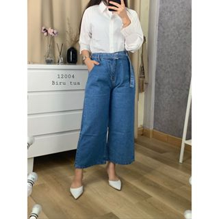 Jeans Kulot Wanita | Celana Kulot Jeans Cewe | Jeans Kulot Wanita FREE Belt |Celana Highwaist Import