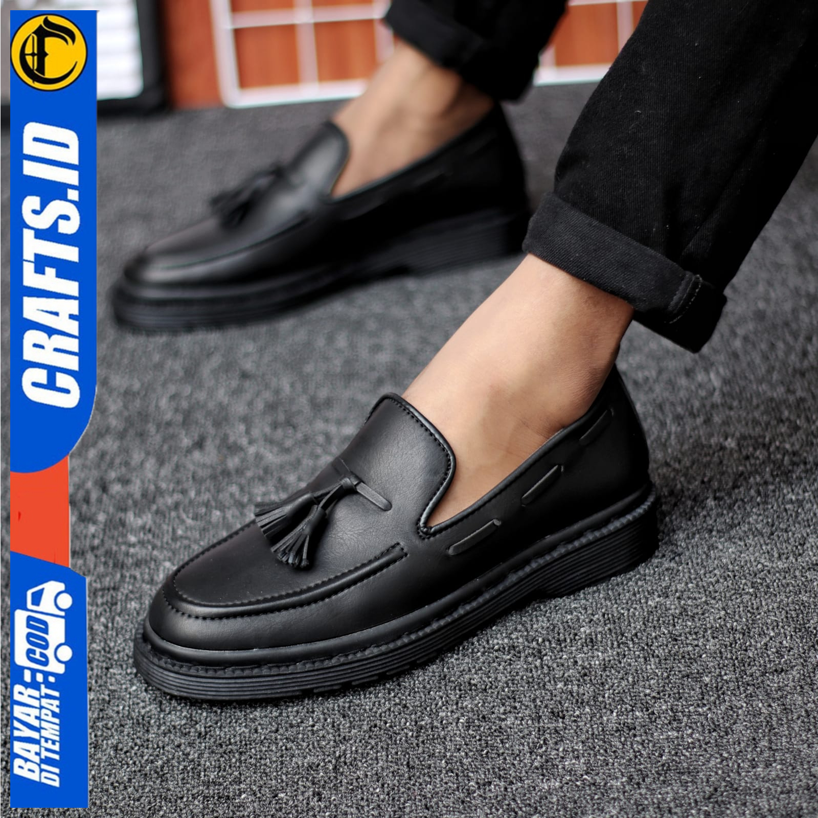 Sepatu Loafers Pantofel Formal Docmart Slip On Pria Kerja Crafs Izana