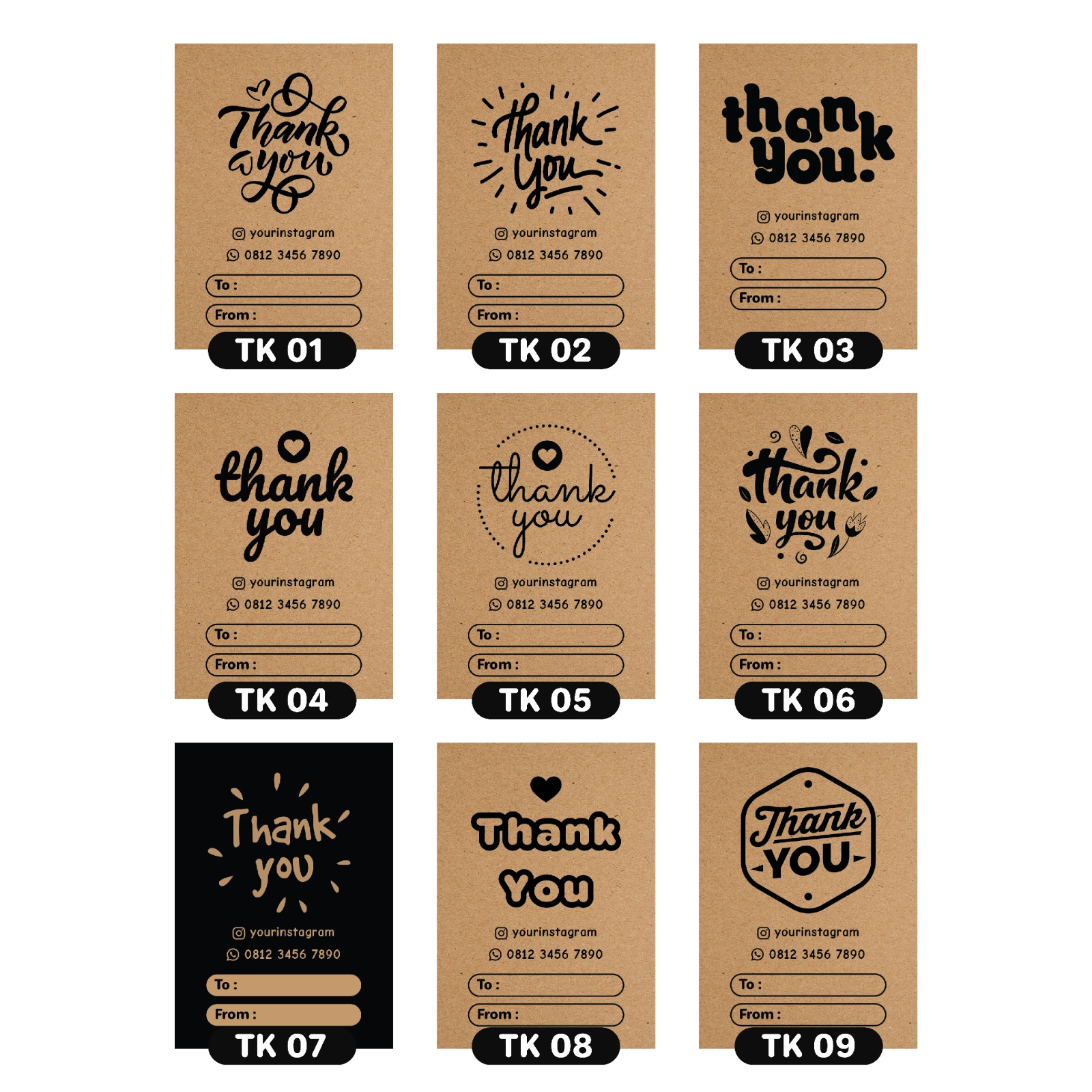 

Hang Tag Thank You Custom Kraft Paper 2 Sisi Thank You Series Ucapan Terima Kasih Tag Label Hampers