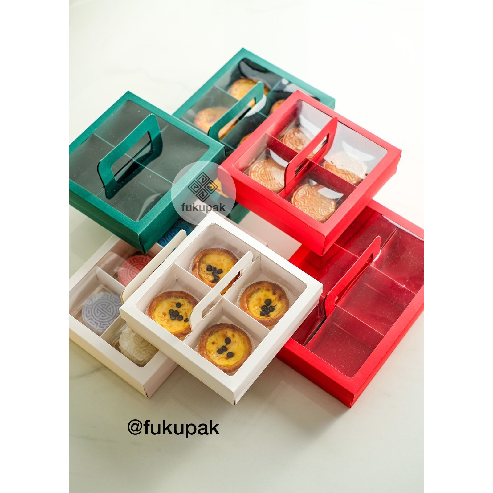 

Box Sekat Handle, Dus Pie Pudding Mooncake Muffin, Kotak Hamper Gift Box (10 pcs)
