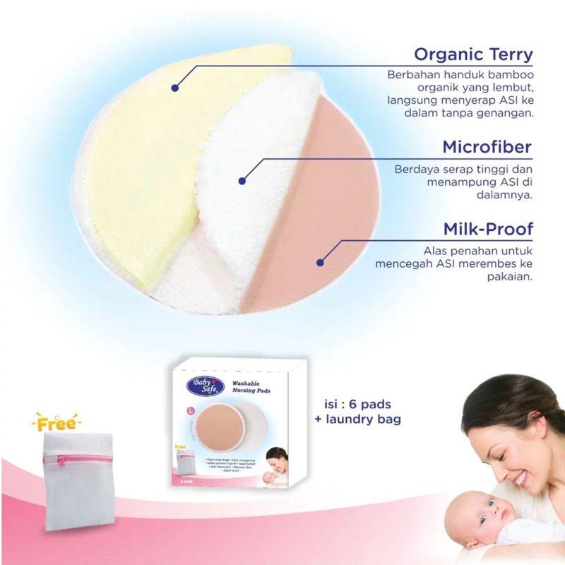 Baby safe washable nursing pad - breast pad | penampung asi supaya tidak rembes