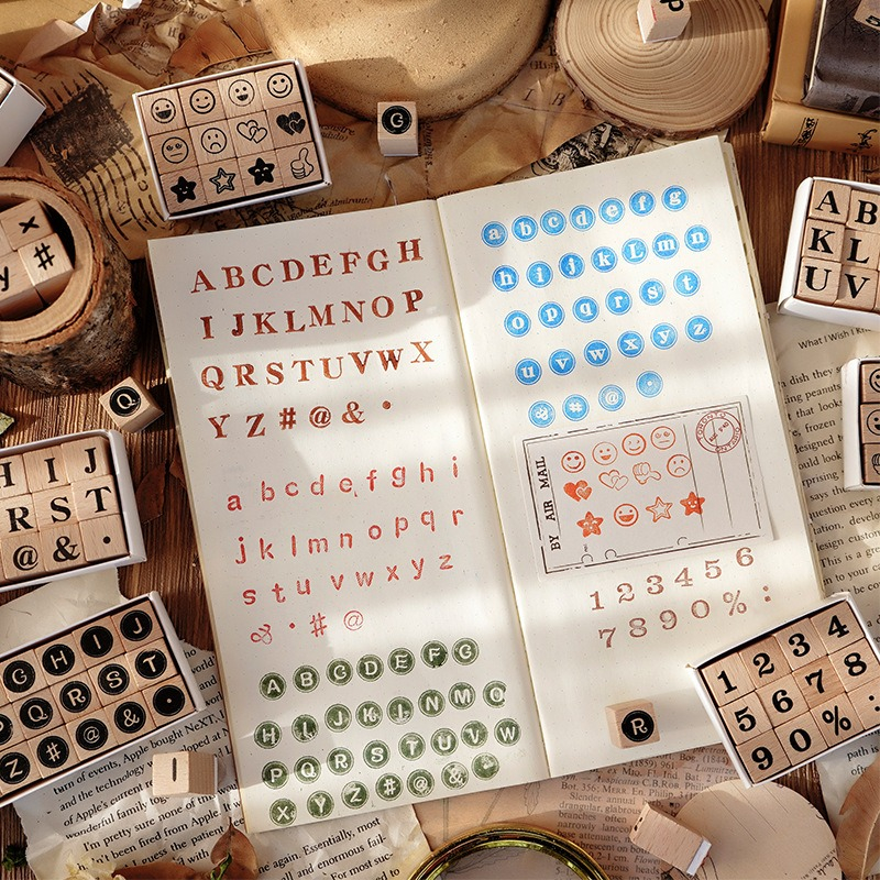 Aesthetic Wooden Stamp Set / Paket Stempel Kayu Estetik untuk Journaling Bujo Jurnal Scrapbook Vintage Wood DIY Bullet