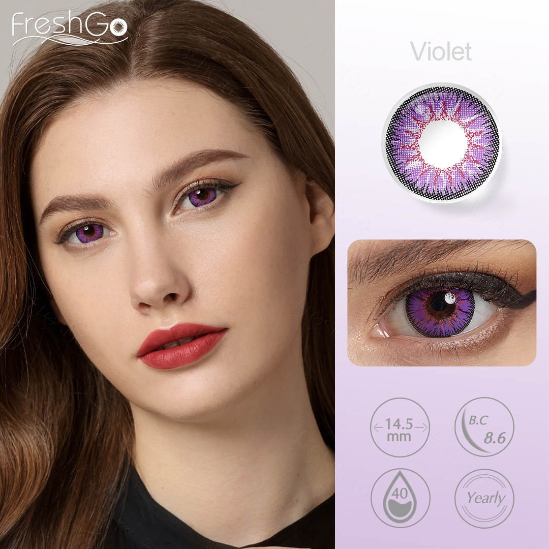 [-1.00~-8.00] Softlens Minus Cosplay 14.5MM Sepasang Warna Lensa Kontak Big Eyes Softlens Merah Softlens Ungu Halloween Soflens