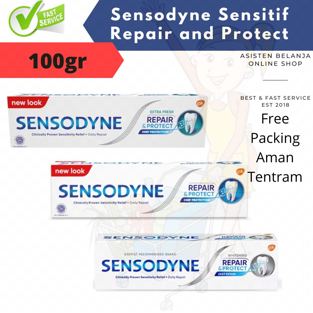 Sensodyne Pasta Gigi sensitif repair and protect extra fresh whitening original 100 gram 100gr