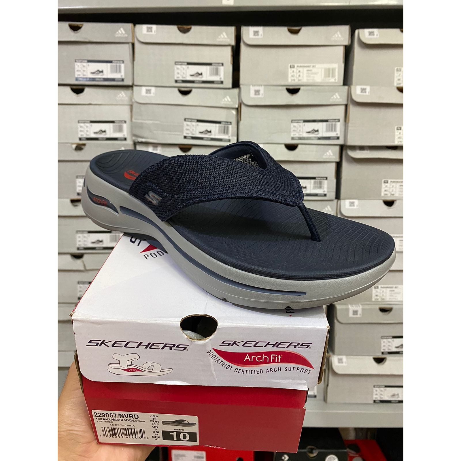 Skechers Go Walk Arch Fit Sandal - Off Shore 229057/NVRD Sendal Pria Original