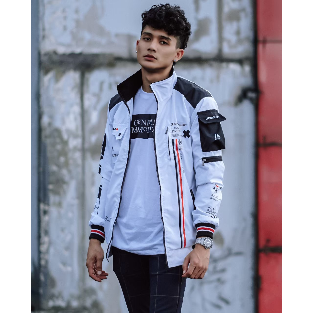 Bomber Jacket Racing High Quality - Jaket Pria Vintage Original Distro Terbaru