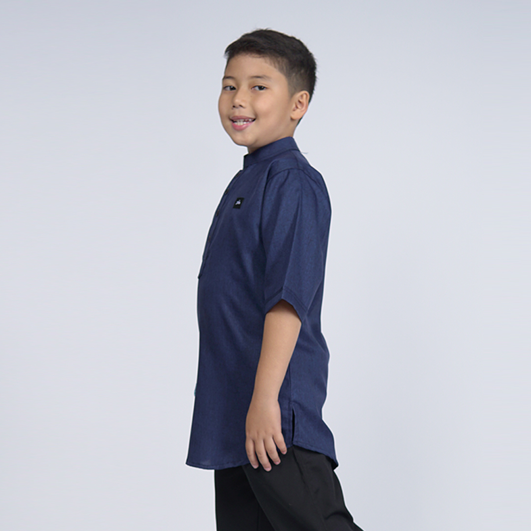 Koko Kurta Anak Laki-Laki Biru Navy | Koko Kurta Madinah Anak 3/4 / Baju Koko Kurta Anak / Khoirummah KIds Usia 2 - 12 Tahun