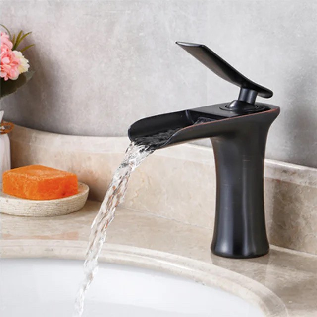 Kran wastafel kuningan HITAM air terjun -keran air cuci tangan brass faucet mixer washtafel black 20 30 elite elegan slim langsing jumbo