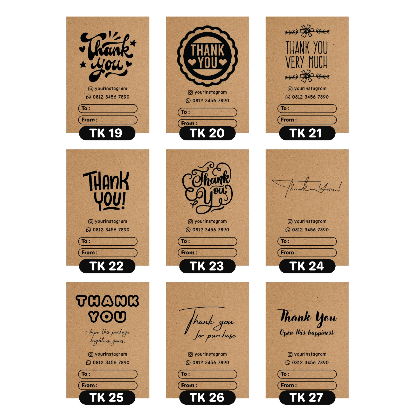 

Hang Tag Thank You Custom Pola Kraft Paper 2 Sisi Thank You Series Ucapan Terima Kasih Tag Label Hampers
