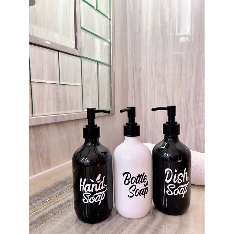 BOTOL N28 NEW HITAM / PUTIH STIKER LN 500ML . aesthetic bottle refill dispenser hand soap liquid tempat sabun cair pump estetik luxury silver rose gold