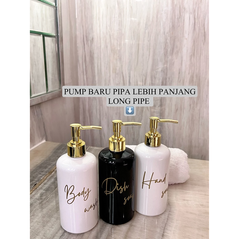 BOTOL HITAM / PUTIH N28 500ml  DIAMOND GOLD NEW LONG PIPE . aesthetic bottle refill dispenser hand soap liquid tempat sabun cair pump estetik