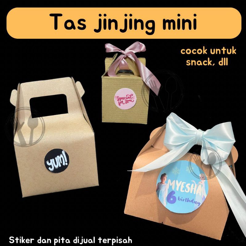 GABLE BOX BOX JINJING MINI KECIL SMALL MURAH BOX KARTON COKLAT FOLD CARRY DUS KUE SOUVENIR 8X8X8 BAG