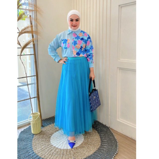 B1778 // B1789 kemeja crincle bunga