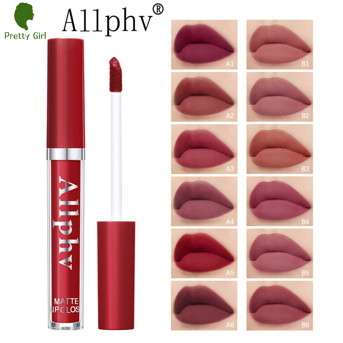 【asli】Allphv-Matte Liquid Lipstick 12 Colors Shine Natural Moisturizer Waterproof Non Fade Lipmatte