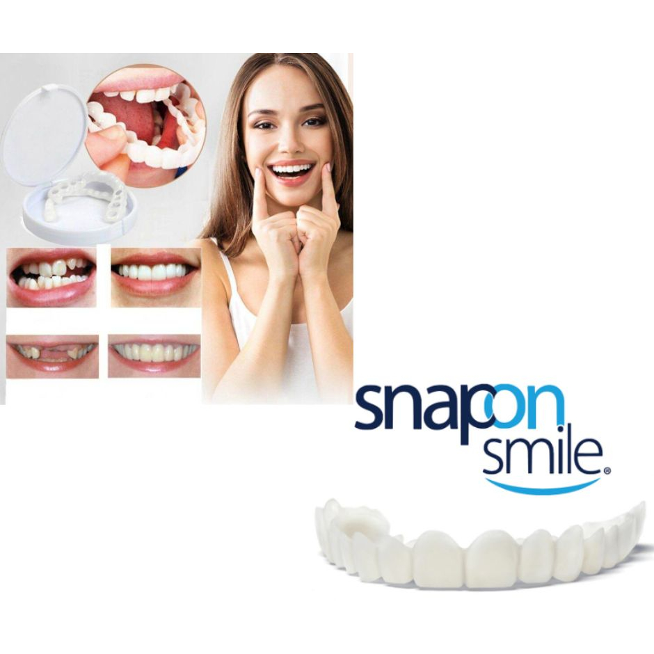 SNAP ON SMILE Veeners Gigi Palsu Bahan Silikon 1 Pasang Snap On Smile Gigi Palsu 1 Set Atas Bawah - 