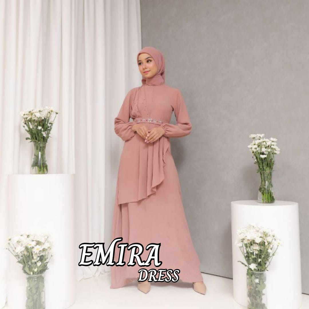 Emira Dress Maxy Crinkle Premium Gamis Prewedding Aplikasi Mutiara Baju Kondangan Wanita Gamis Dewasa Kekinian