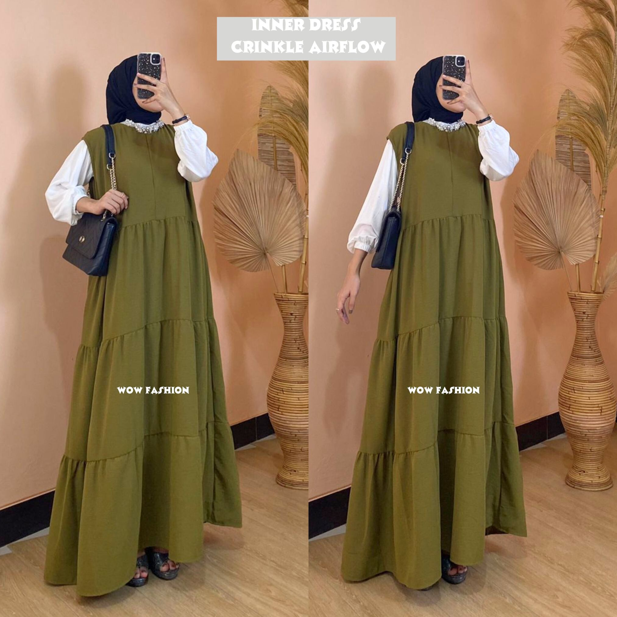 WOW-Ids-Inner Dress Crinkle Airflow // Dress Wanita// Gamis Inner