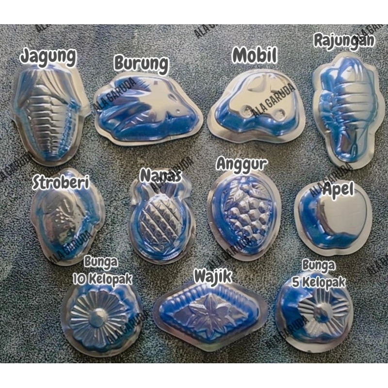 Cup Mika Sambal Jelly Puding Motif Buah Mobil Burung Bunga Ikan