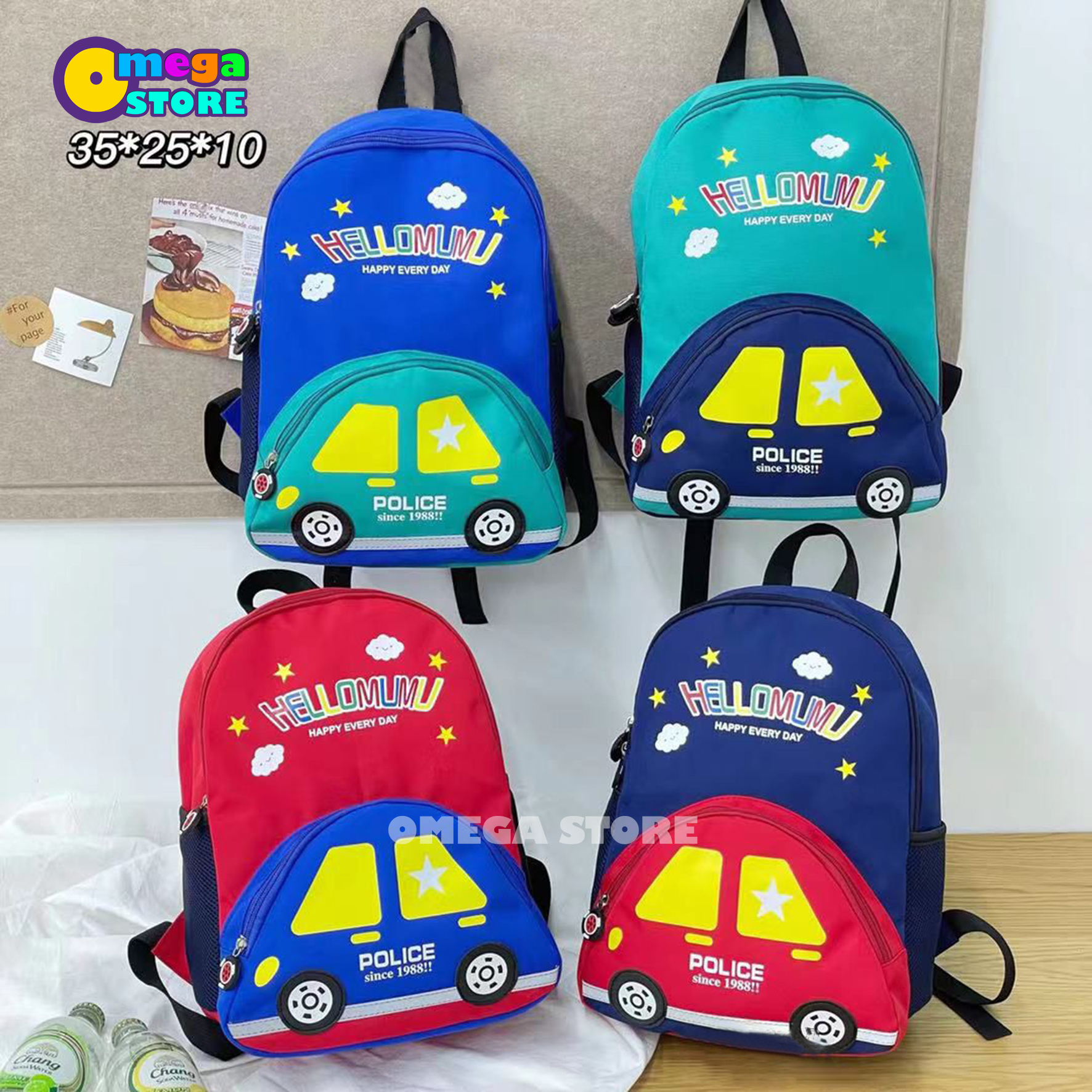 [O&amp;S] Tas Ransel Anak TK/SD Tas Punggung Karakter Car PoliceTas Backpack Terbaru-OS302