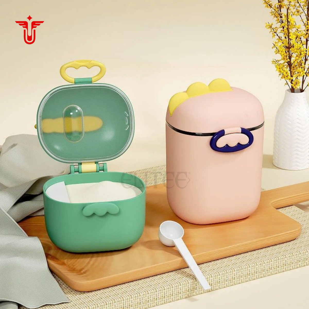 ELITEE Kotak Susu Dino / Tempat Kotak Wadah Penyimpanan Susu Bubuk Bayi Portabel Sealed Anti Tumpah