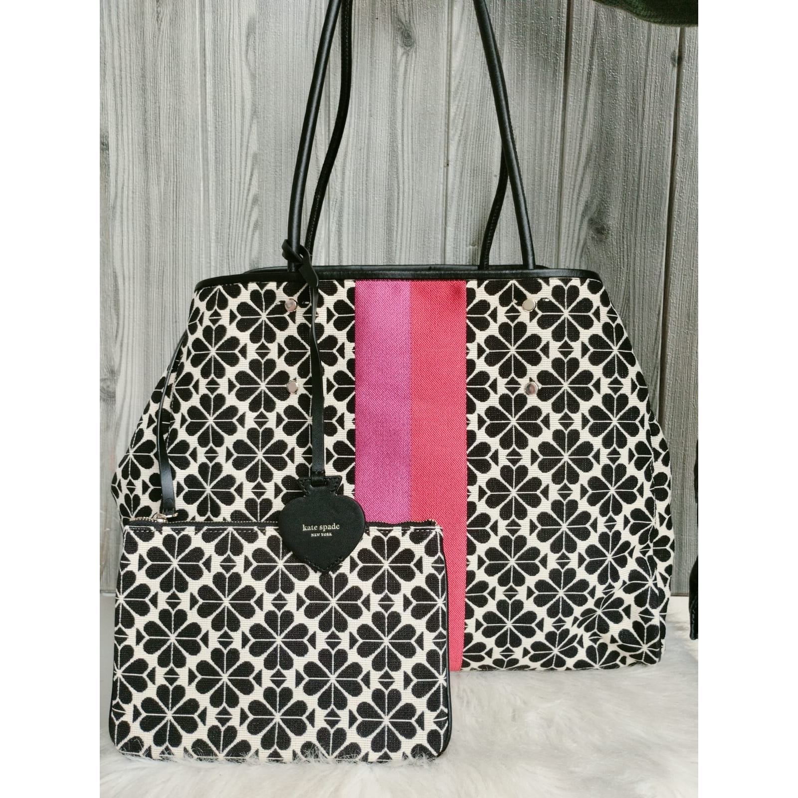 tas BRANDED everything spade flower jacquard large piped tote