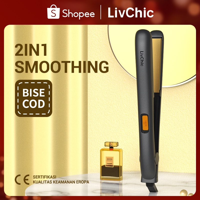 [Barang Lokal] LivChic 2IN1 Catok Rambut untuk Meluruskan dan Keriting LS303 Ringan Alat pengeriting rambut Tongkat pelurus rambut Perm