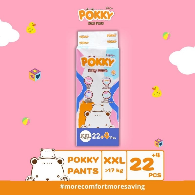 POKKY Popok Bayi Murah M34+4/L30+4/XL26+4/XXL22+4