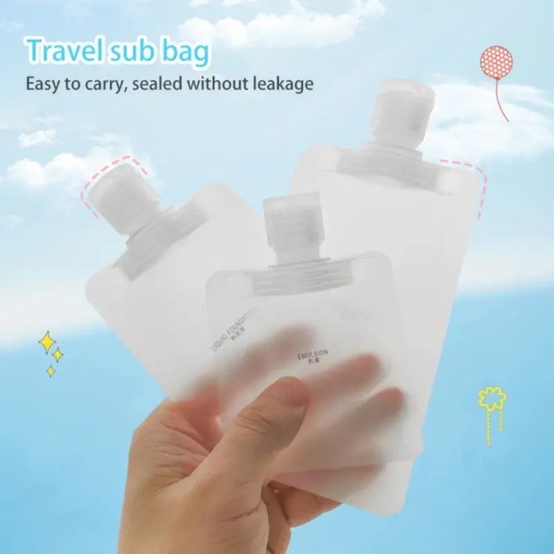 (Pimenova) Travel Pouch Botol Refill Transparan Shower Gel Shampoo Portable Botol Refill Tempat Sabun Cair Travel Plastik Fliptop Travel