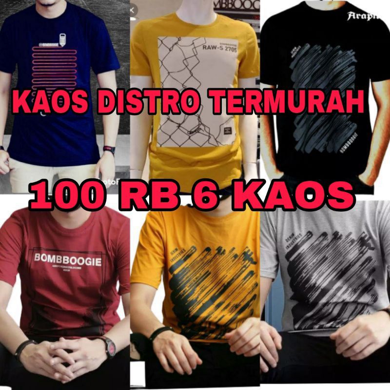 PAKET 6 KAOS DISTRO/KAOS MOTIF DISTRO/KAOS DISTRO/KAOS MURAH