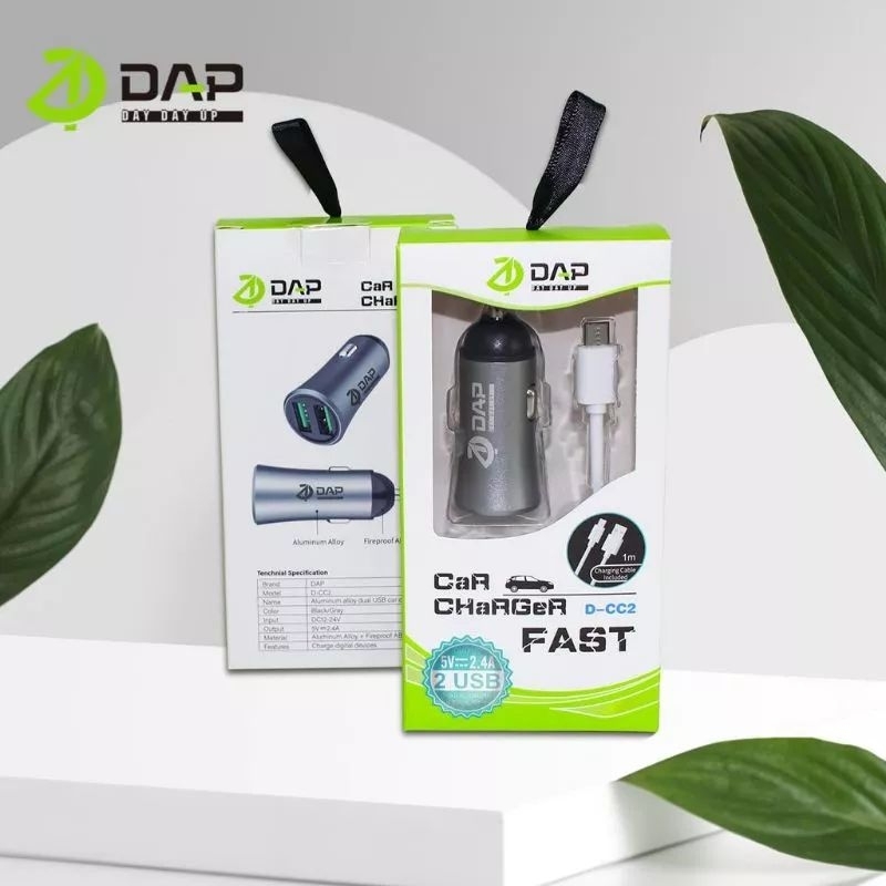 CHARGER MOBIL DAP 2USB 2.4A CAR CHARGER DAP CASAN MOBIL DAP 2USB 2.4A D-CC2