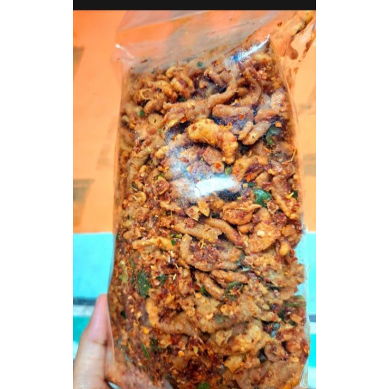 

usus kerispi pedas daun jeruk isi 500grm