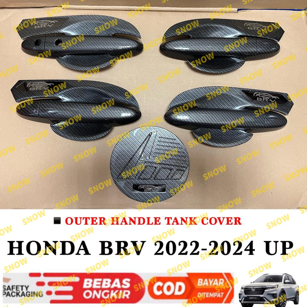 Paket Outer Handle Tank Cover Honda Brv BR-V 2022 2023 2024 Up  Hitam Chrome Carbon