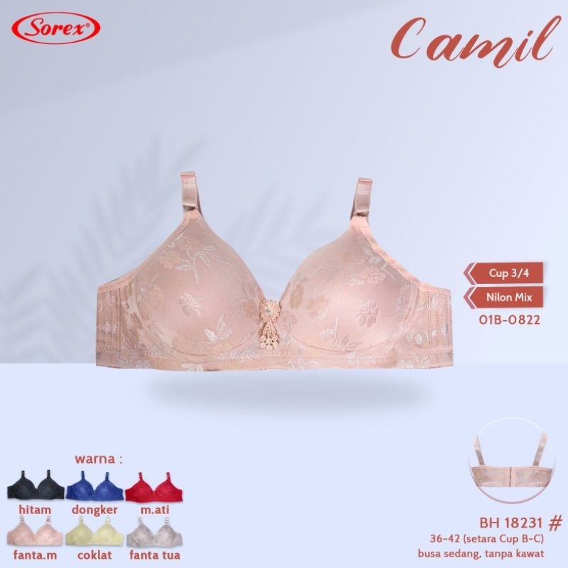 Sorex  bra BH 18231 Camil  (36-42) tanpa kawat, Busa tipis cup 3/4