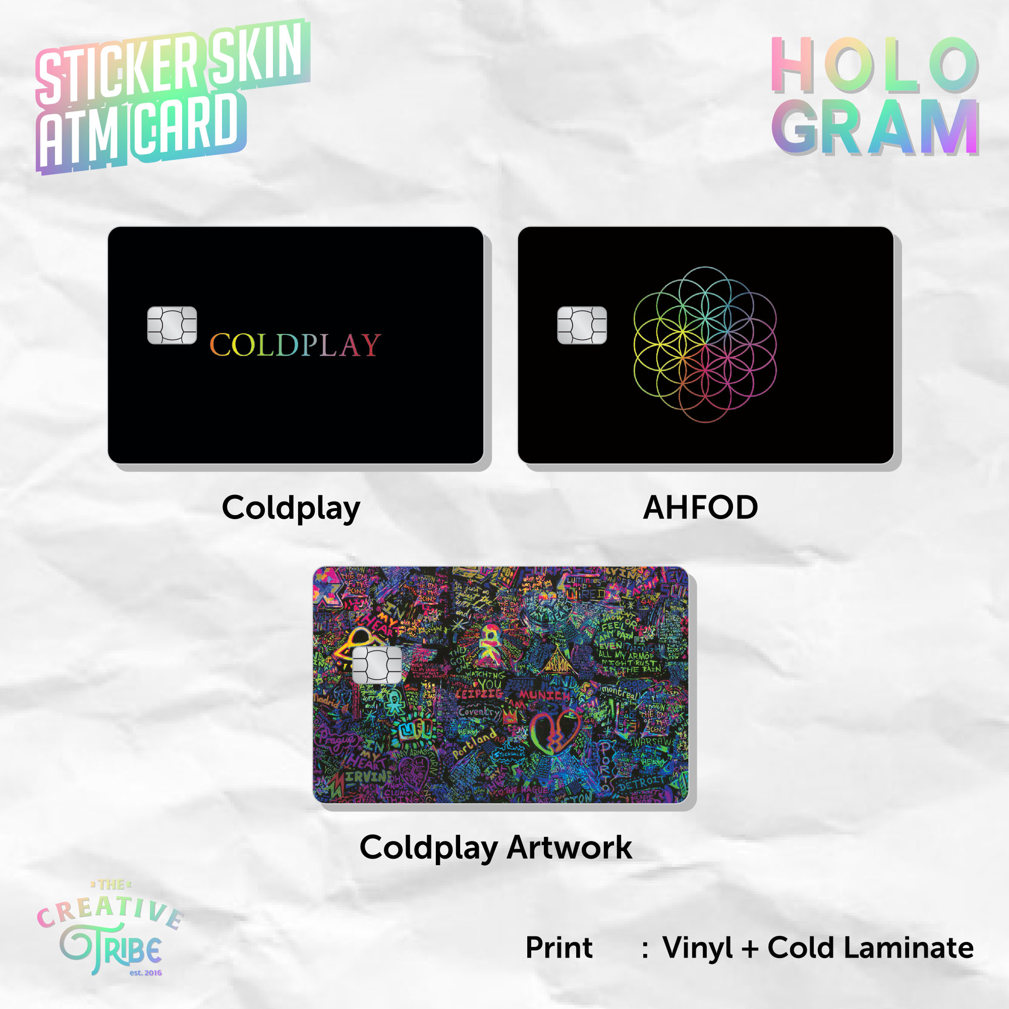 

Coldplay - Sticker Skin Card HOLOGRAM - Vinyl ATM Etoll Stiker Band