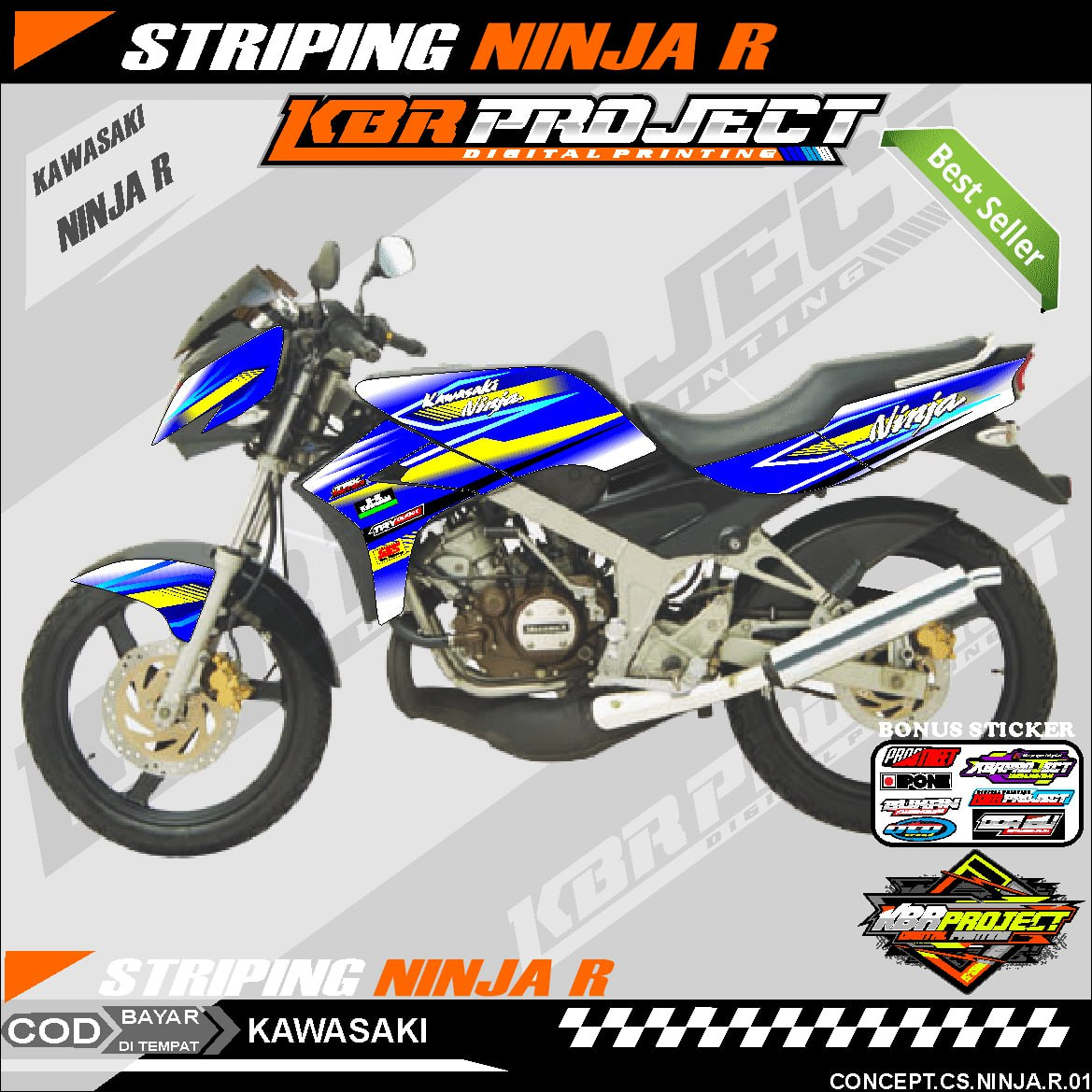 NINJA R STIKER  STRIPING MOTOR KEREN LIS VARIASI NINJA R STIKER MOTOR KAWASAKI DESAIN RACING 02 HOLO