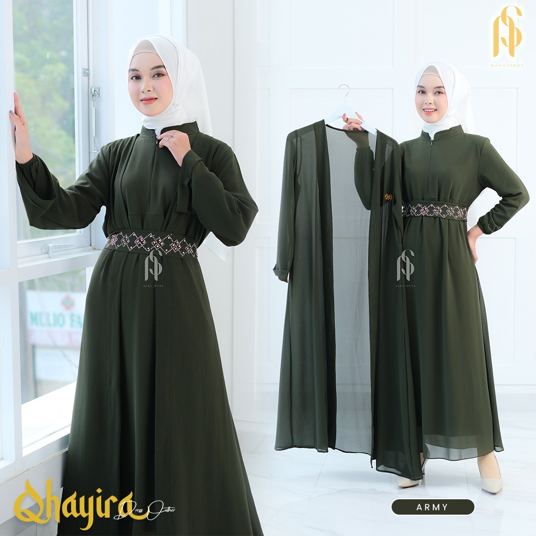 QHAIYRA DRESS CERUTY BABYDOLL BY NS OUTER ABAYA STYLE KELUARAN TERBARU OBI BELT MUTIARA