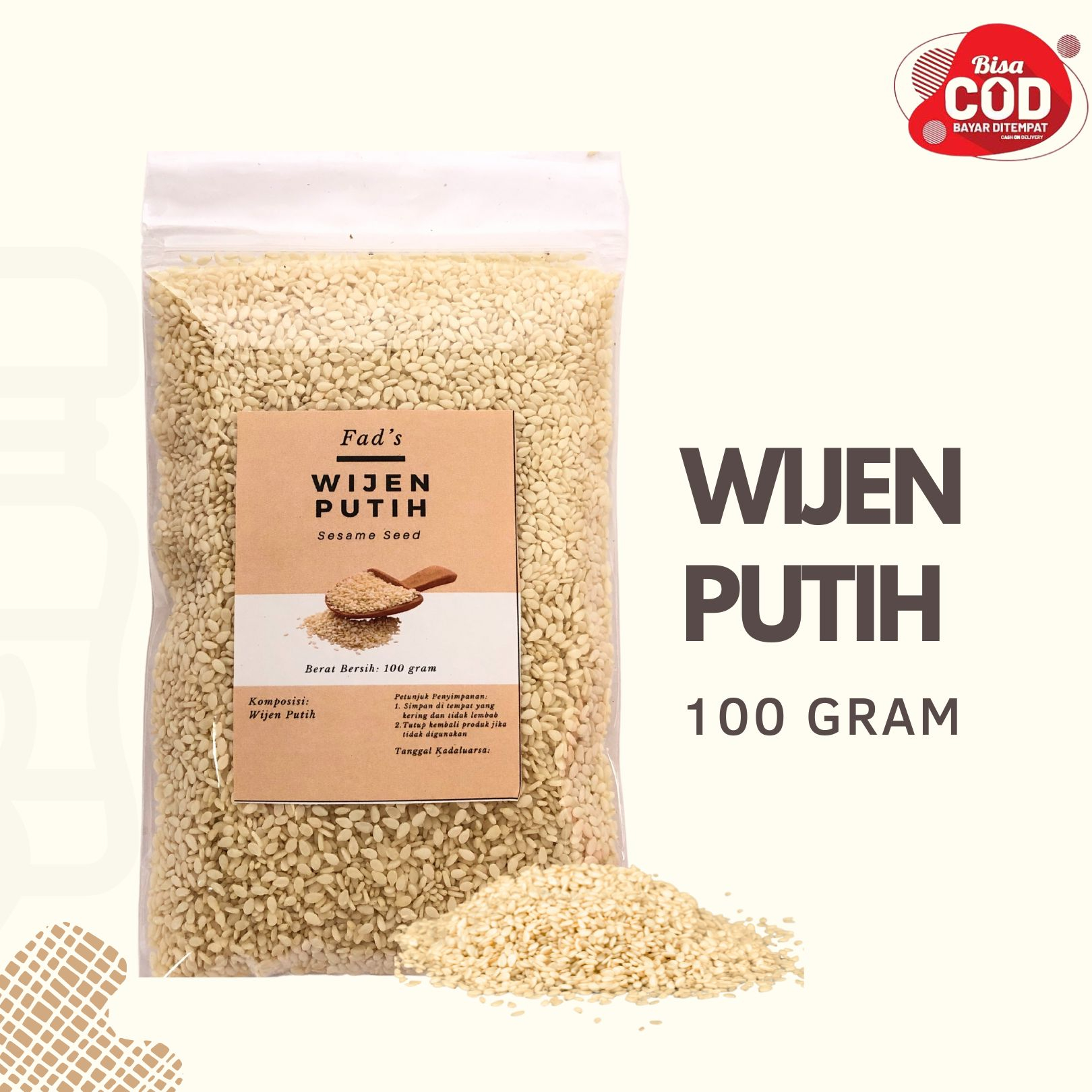 Wijen Hitam 100gr - Wijen Hitam Sangrai 100gr - Wijen Putih 100gr - Wijen Putih Sangrai 100gr