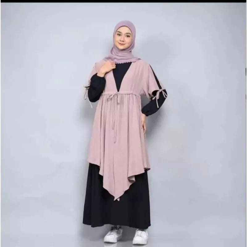 Gamis Outer Crinkle Airflow Faiza Set Gamis Dewasa Kekinian Dress Wanita Fashion Muslim Baju Wanita Jumbo