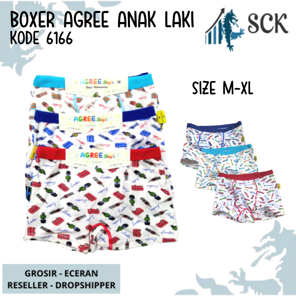 [ISI 1] CD Anak AGREE 6166 Motif Anak Model BOXER Motif - Pakaian Dalam