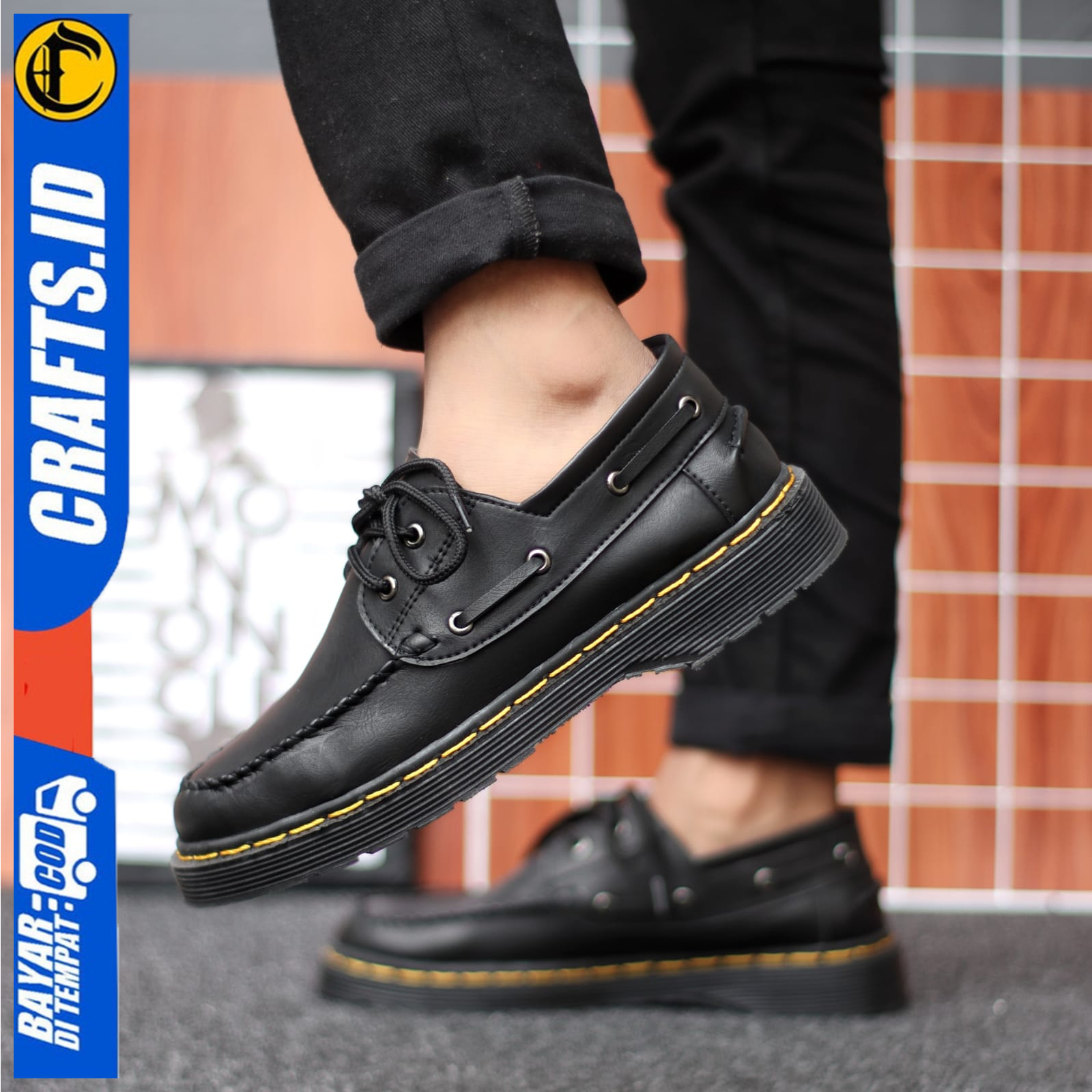 Sepatu Formal Pantofel Docmart Low Boots Kerja Casual Pria Original Kulit PU Crafs Iwabe