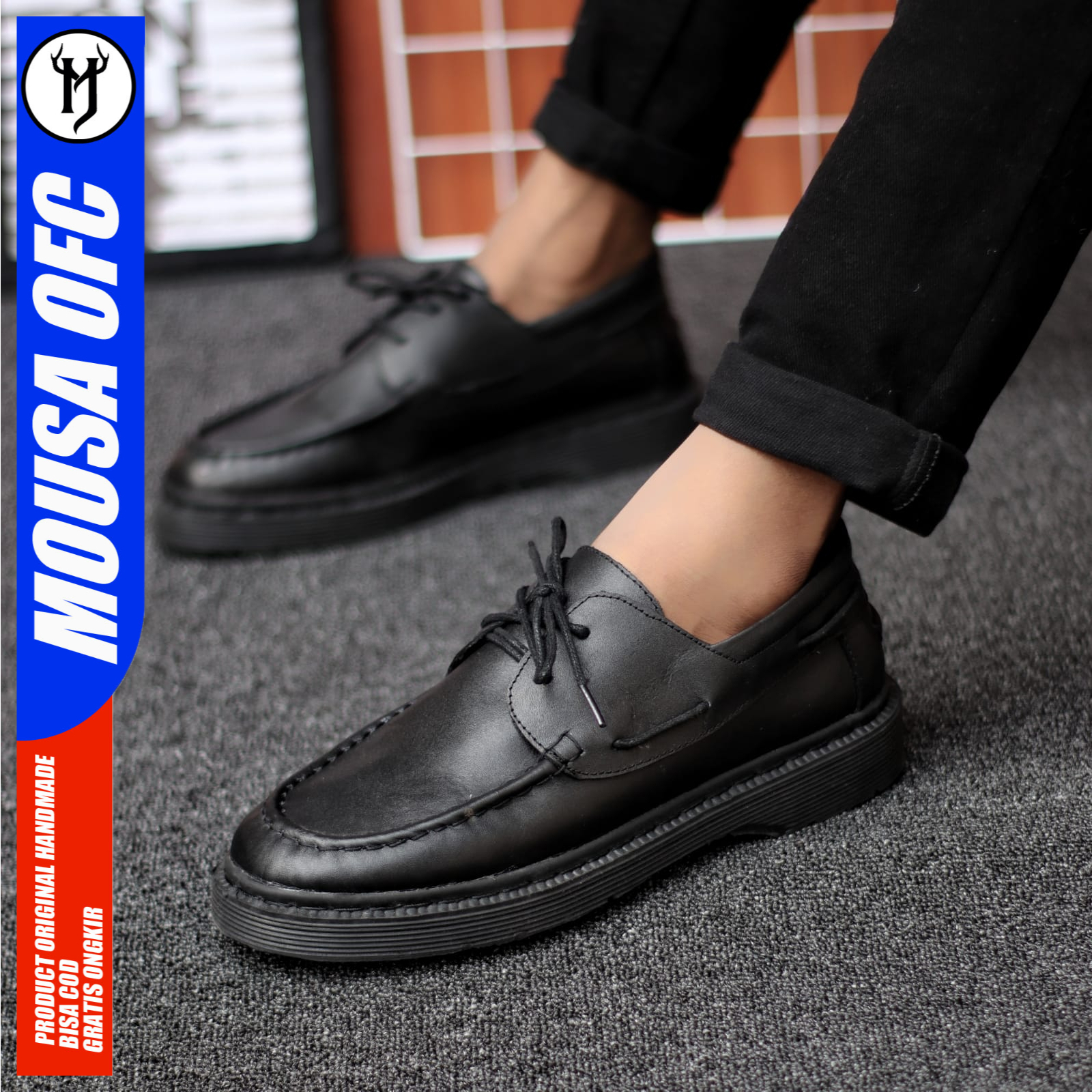 MOUSA Sepatu Boots Docmart Pantofel Formal Kulit Asli Kerja Pria Baltir