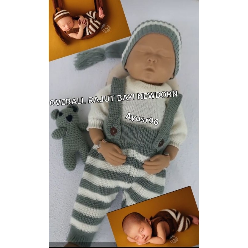 Overall Rajut Bayi Newborn/Overall Rajut Properti Foto Bayi Newborn