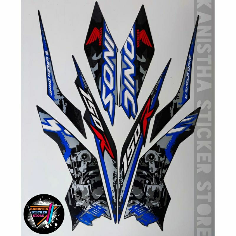 striping honda sonic 150 R 2019 hitam biru stiker list body motor sonic 150 R terbaik
