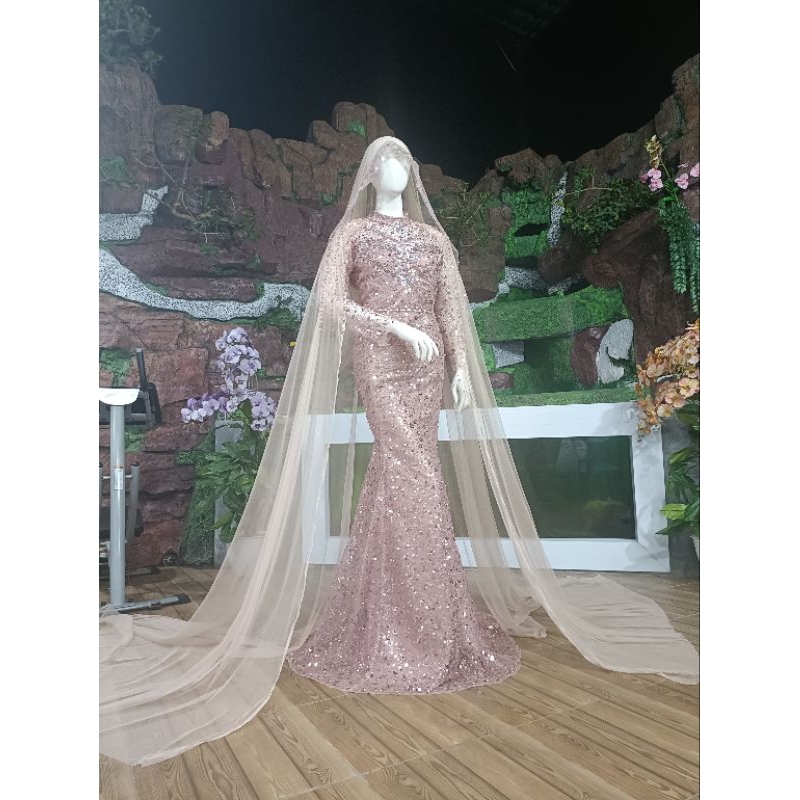 gaun dress duyung cantik full sequin