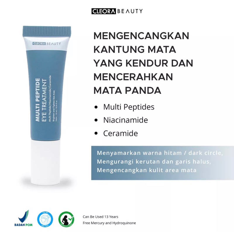 Cleora Beauty Multi Peptide Eye Cream | Mencerahkan &amp; Mengencangkan Mata Panda