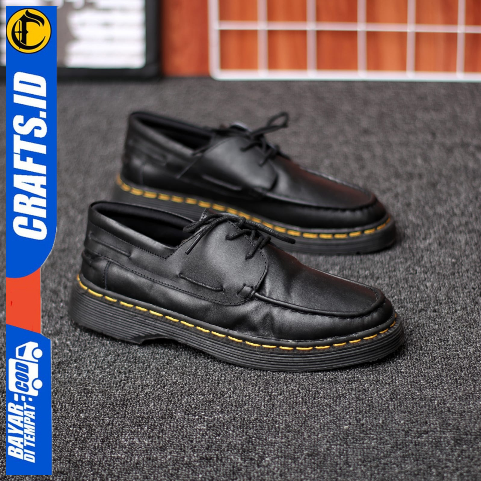 Sepatu Pria Pantofel Low Boots Formal Hitam Docmart Kerja Crafs Baltir