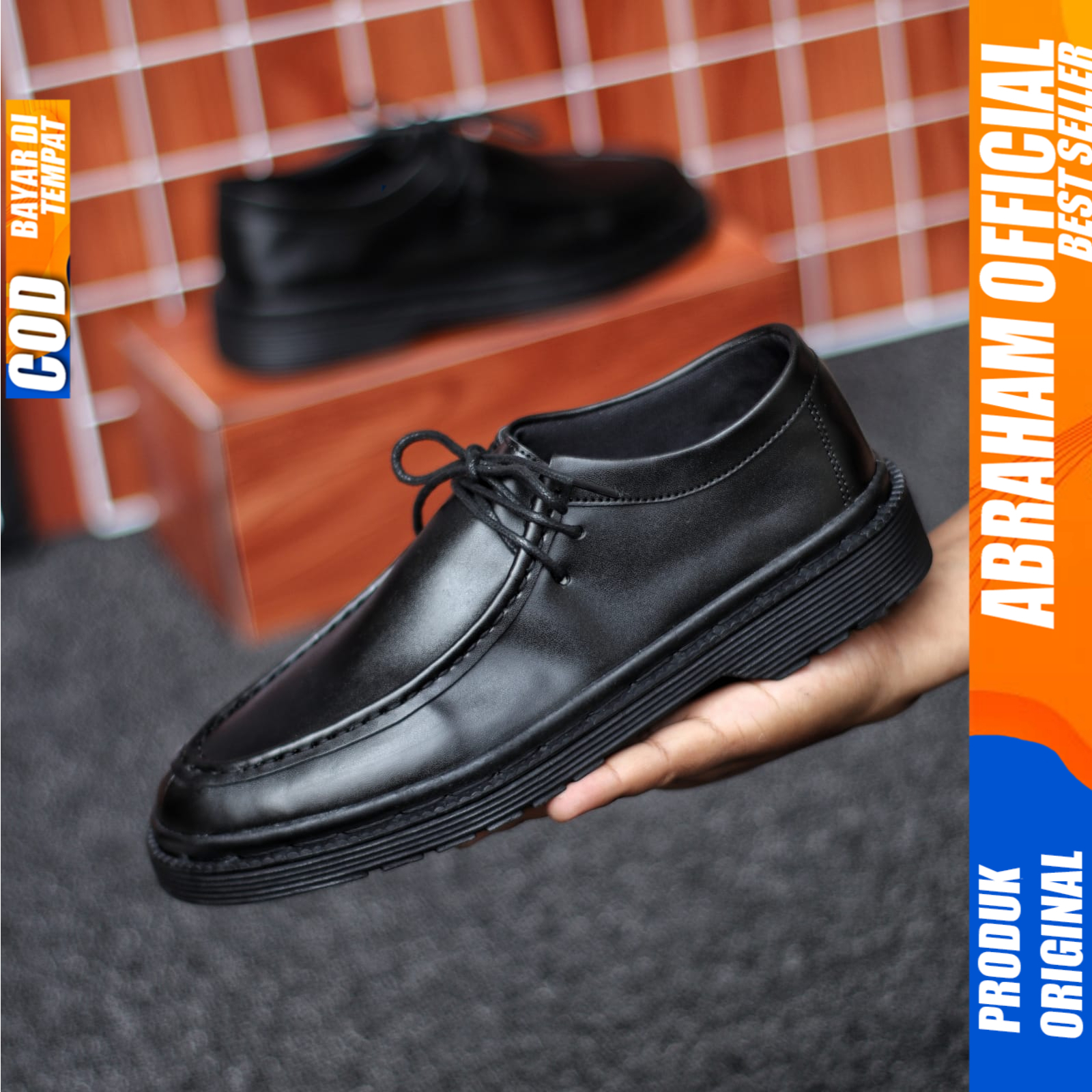 Sepatu Pria Casual Formal Pantofel Chuncky Kerja Pria Hitam