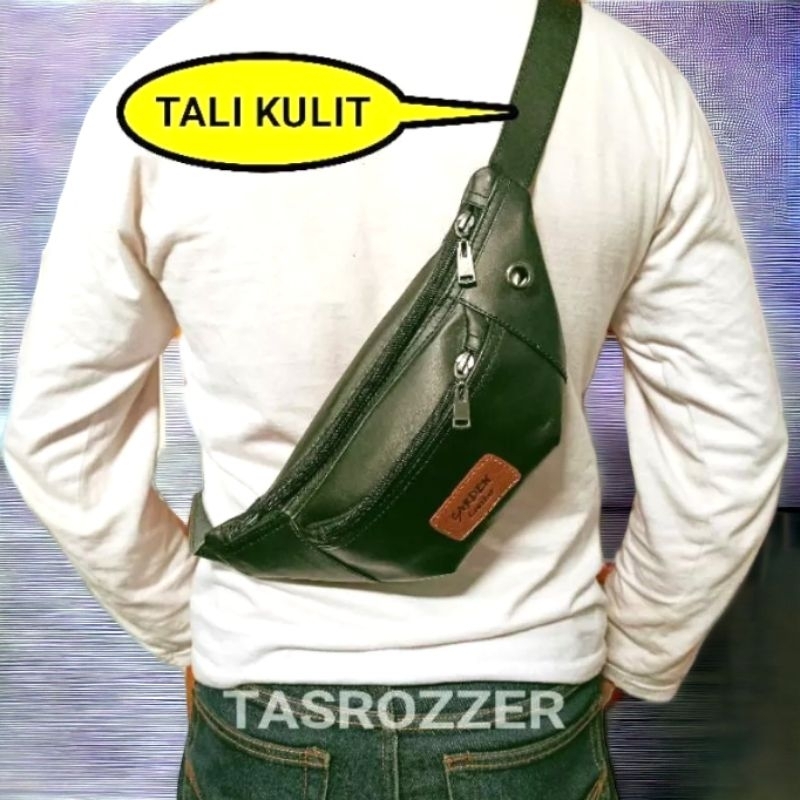 Waistbag kulit sapi full tali kulit pria wanita