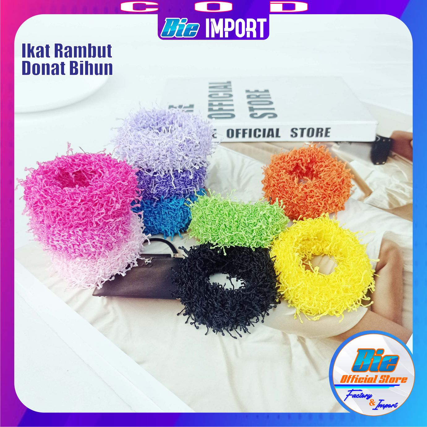 Ikat Rambut Donat Tebal Bulu Halus Impor