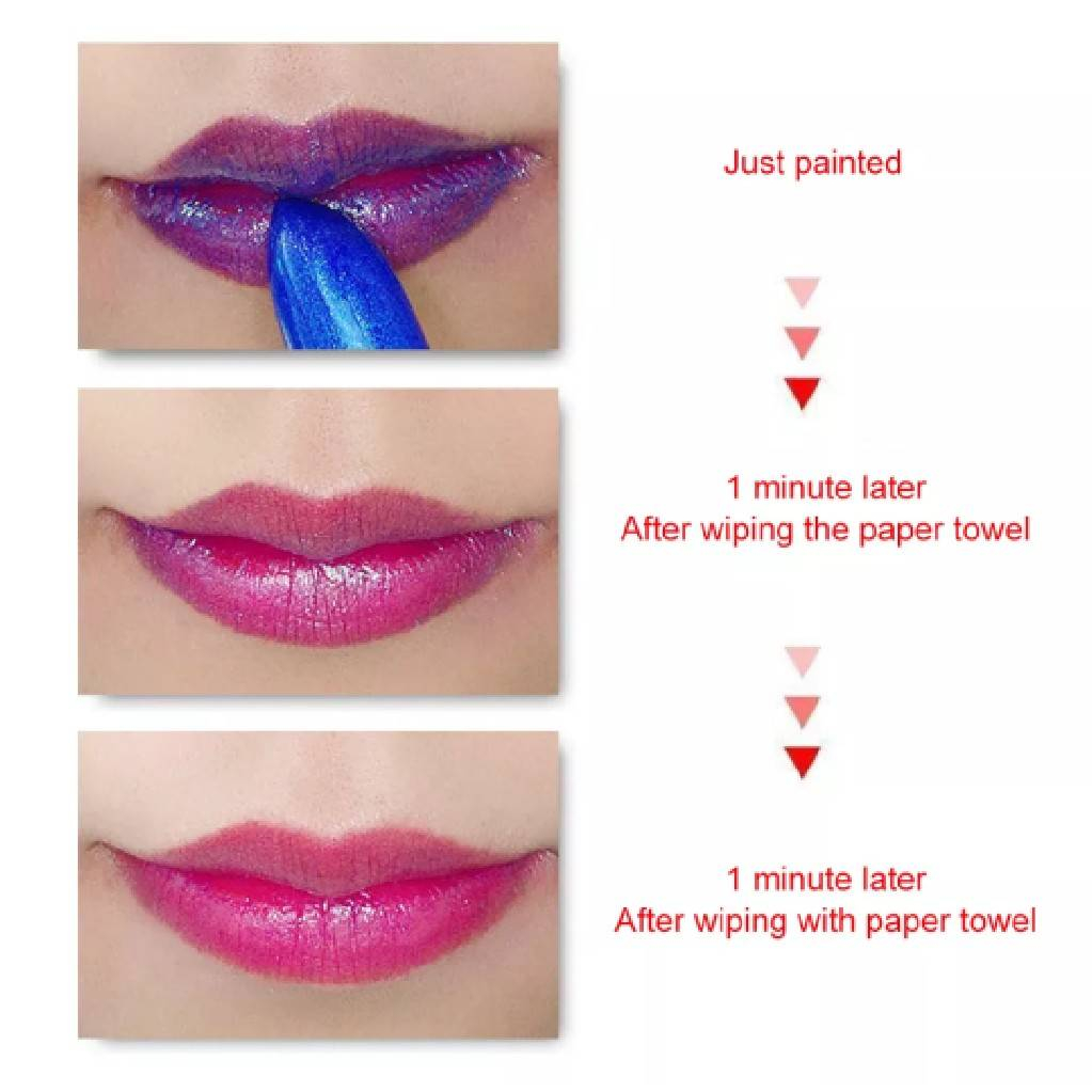 lessxcoco Lipstik BIRU pelembab Rubah warna / lipstik viral magic